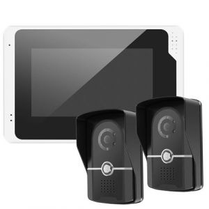 Image de Avizar Interphone Connect&eacute; WiFi HD &Eacute;tanche 2x Sonnettes et Ecran 7'' Micro Blanc