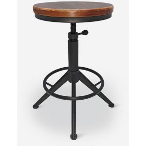 Ahd Amazing Home Design - Tabouret industriel vintage réglable à vis en métal noir Crewi