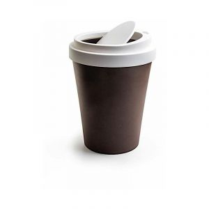 Qualy Poubelle en forme de tasse &agrave; caf&eacute; avec couvercle tournant - 15 x 25 cm - Marron - Livraison gratuite
