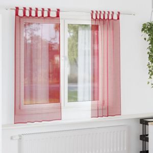 VidaXL Rideaux en voile avec passe-tringles 2 pcs rouge bordeaux