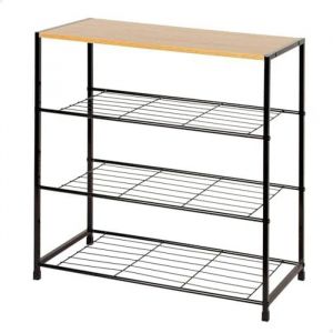 AKTIVE Max Home etag&egrave;re &agrave; Chaussures en M&eacute;tal, Hall d'entr&eacute;e, 63X30X63 cm, 4 &Eacute;tag&egrave;res, Bois et Acier Noir, Max 10 kg, Style Industriel, Ouvert, etag&egrave;re &agrave; Chaussures, Rangement pour Chaussures (18427)