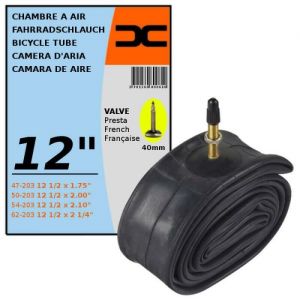 Cyclingcolors CHAMBRE A AIR VELO 12 1/2 x 2 1/4- (47/62-203) VALVE PRESTA 40MM ROUTE VILLE VTT