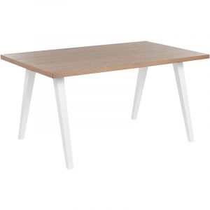 Beliani Table de salle &agrave; manger bois clair et blanc 150 x 90 cm LENISTER