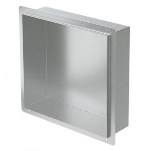 LuxeBath Niche de Douche Encastrée Murale, 30x30x10 cm, en Acier Inoxydable, Argent, sans