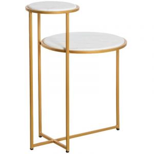 Made In Meubles - Bout de canap&eacute; en marbre Rosita - Blanc