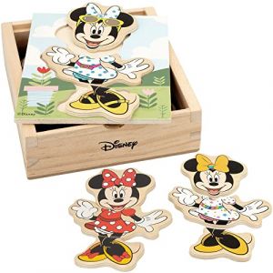 WOOMAX Disney Puzzle en Bois Costumes Minnie 19 pièces 12,5 x 14 cm (48724), Multicolore, Trajes