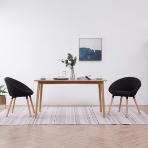Image de VidaXL 2 pcs Chaises de salle à manger Noir Tissu