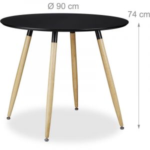 Image de Table à manger ronde en bois noir style scandinave 90 cm de diamètre 0913008