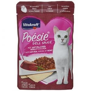 Vitakraft Nourriture humide pour chat - Po&eacute;sie Deli de sauce Pouch-C&oelig;ur - 23 x 85 g - Adulte - Moyen