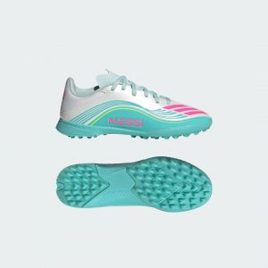 Adidas F50 Messi League Tf Aurora Radiante - Blanc/rose/turquoise Enfant - Stabilis&eacute; (Tf), pointure 34 - ['Turquoise'] - Taille 34