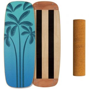 Leogreen Planche d'équilibre en bois, Skateboard d'intérieur, Balance Board en Bois Trickboard et entraîneur d'équilibre, idéale Fitness Yoga Surf