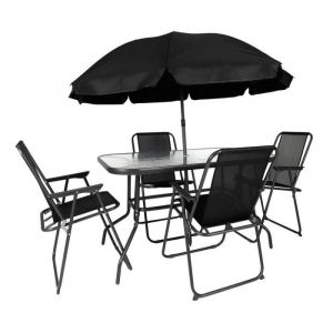 The home deco factory Table De Jardin 4 Chaises Parasol