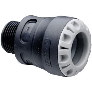 Plasson Raccord droit encliquetable PE &Oslash;40 - m&acirc;le 1"" - S&eacute;rie 1