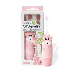 InnoGIO GIOgiraffe, Brosse à Dents Sonique Électrique pour Enfant, Évite la Formation de Caries et Protège les Gencives, Brossette avec Minuterie et Lumière, Tête de Brosse de Rechange, Rose