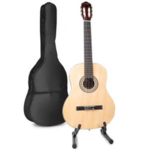 MAX SoloArt guitare acoustique classique avec support de guitare - Bois, idéal pour animer vos soirées