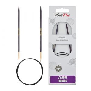 Knitpro J'Adore Cubics Knit Pins - Aiguilles à tricoter circulaires fixes - 80 cm x 4,00 mm, 26-1912104517, lilas