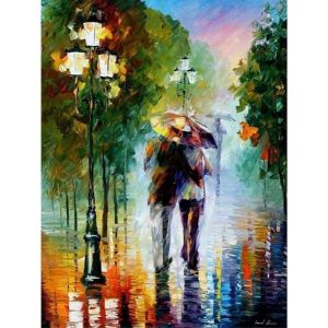 Figured'Art Peinture par Numéro Adulte Pluie romantique - Activité Manuelle Kit de Loisir Créatif DIY Numéro d'Art Complet - 40x50cm sans châssis en bois