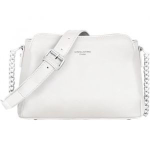 David Jones Petit Sac Bandoulière Femme - Sac à Main Chaîne Porté Epaule - 3 Poches Besace Sacoche Messenger Téléphone Cuir PU - Pochette Fourre-Tout Ville Voyage Shopping Mode Chic - Blanc