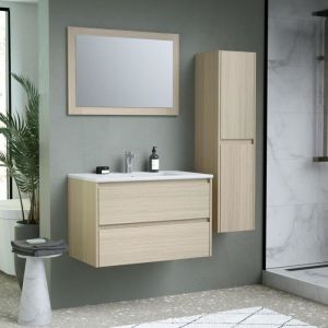 Ensemble TIMBER, set de salle de bain 80, vanity+vasque+miroir & colonne