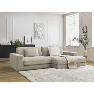 Bobochic Canap&eacute; d'angle fixe compact leonard tissu textur&eacute; Angle droit Beige