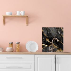Crédence cuisine adhésive autocollante Adhésif imitation marbre noir - 60 x 70 cm – Idéal fond de hotte