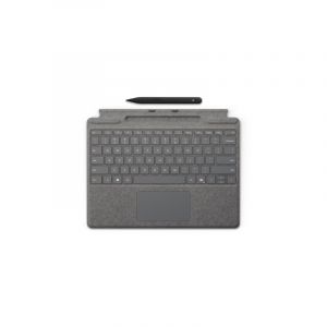 Microsoft Clavier Surface Pro avec stylet fin pour les professionnels, clavier QWERTZ allemand Cover Port Platinum