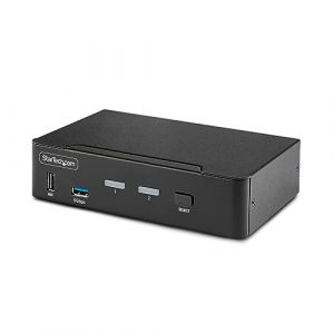 StarTech.com Switch KVM DisplayPort 2 Ports - 8K 60H/4K 144Hz, Écran Unique, DisplayPort 1.4, 2 Ports USB 3.0, 4x USB 2.0 HID, Commutateur KVM, Conforme TAA - Indépendant de l'OS (D86A2-2-PORT-8K-KVM)