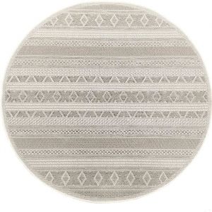 Tapis de Salon ou Terrasse en beige 160x160 | Tapis plat moderne | Rond | Interieur et Exterieur - The Carpet Ottowa