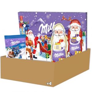 Milka Chocolat Noel - 2 Pères Noël, Chocolat Blanc et Lait Noisettes, 1 Calendrier de l'Avent, 1 Bonbons Oreo (465g)