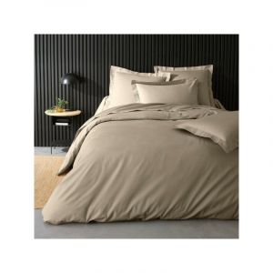 Linge - Housse de couette Percale Unie Sans Taie d'oreiller 100% Coton 78 fils – Parure de Lit Luxe et Confort - 220x240cm - Sable.