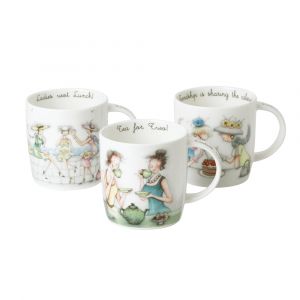 Mug 38 cl Tea time (lot de 3) - Roy Kirkham - D&eacute;cor&eacute; - Porcelaine