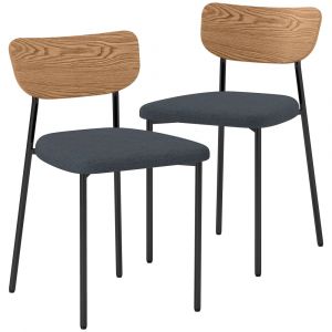 Homcom Lot de 2 chaises de salle à manger dossier incurvé assise rembourrée