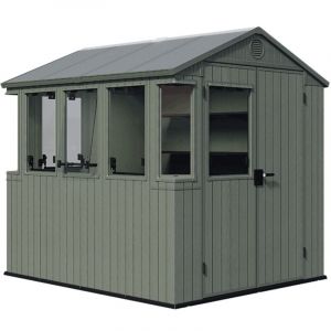 Keter Serre de jardin combiné abri Darwin 68 - 4,5m - Vert aspect bois