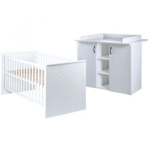 Image de Roba Ensemble chambre bébé -Constantin-, lit bébé 70x140 cm et commode à langer, blanc