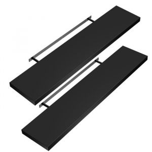 Étagères Murales Flottantes 70 cm Noir MDF Robuste Effet Flottant étagère Bois Rangement décoration - CASARIA