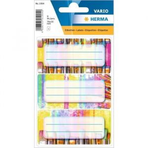Herma 1904 Lot de 9 étiquettes autocollantes pour livre, cahiers, boîtes, ménage, colorées, 76 x 35 mm