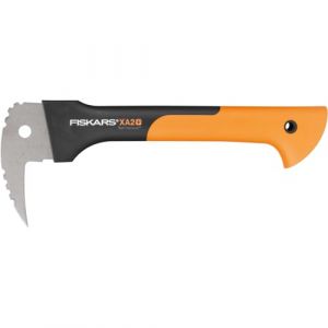Fiskars Sapie, Longueur: 37 cm, Lame en acier trempé/Manche résistant en fibre de verre, Étui de rangement et de transport inclus, Noir/Orange, WoodXpert, XA2, 1003622