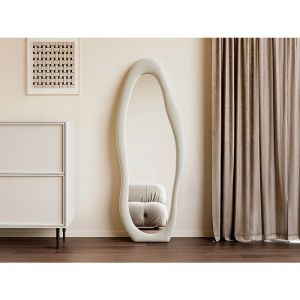 Miroir organique en velours - L. 60 x H. 160 - Crème - LAVINA