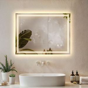 TecTake Miroir de salle de bain LED CLARA r&eacute;glable avec 3 couleurs de lumi&egrave;re - 50 x 70 cm