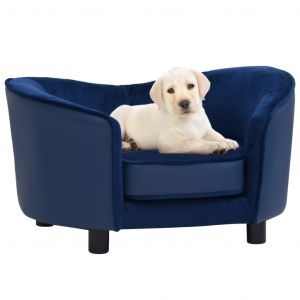 VidaXL Canapé pour chien Bleu 69x49x40 cm Peluche et similicuir