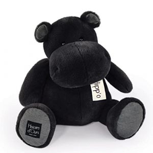 Histoire d'ours Peluche Hippopotame - HIPPO - Gris anthracite - 40 Cm - Grande Peluche Douce et Mignonne pour les Calins - Id&eacute;e Cadeau de Naissance et Anniversaire pour Enfants - L'HIPPO - HO3207