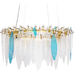 Beliani Lustre Lampe Pendante Style Moderne Glamour Abat-jour Rond en Verre Base Métal Multicolore Malacca