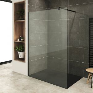 ROMA-BLACK Paroi douche Italienne 170x200cm transparent, verre 10mm, profilés noirs