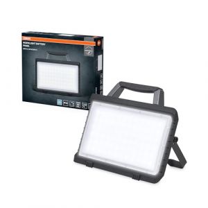 Osram VAL BAT PANEL Projecteur de travail LED, gris foncé/noir, 30W, 2400lm, blanc froid, alimenté par batterie, fonction de charge USB grâce à la batterie externe intégrée, portable, IP54, 6500K.