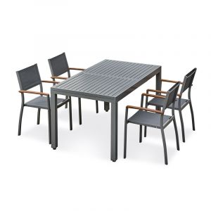 Remarquable Ensemble repas de jardin 4 places - Gris anthracite