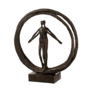 Image de Statuette Déco "Couple Double Cercle" 30cm Marron Prix