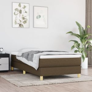 VidaXL Sommier à ressorts de lit Marron foncé 90x200 cm Tissu