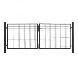 Portail grillag&eacute; acier galvanis&eacute; 3m Noir H 1m70