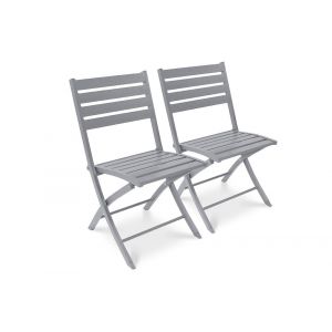 Lot de 2 chaises de jardin en aluminium gris - MARIUS