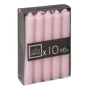 Lot de 10 Bougies B&acirc;ton "Basic" 16cm Rose Clair Prix